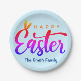 Multicolor Happy Easter   Paper Plate