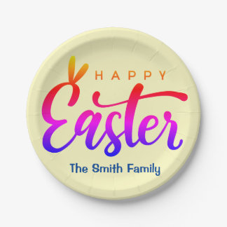 Multicolor Happy Easter   Paper Plates