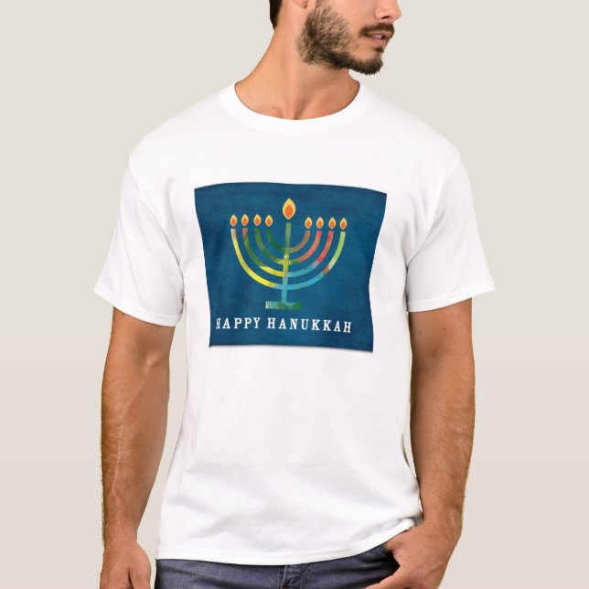 Multicolor Happy Hanukkah T-Shirt (Front)