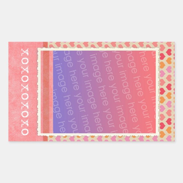 Multicolor Heart Pattern Photo Template Sticker (Front)