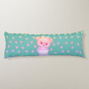 Multicolor Heart Print Teddy Bear Body Pillow