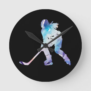 Multicolor hockey player  round clock