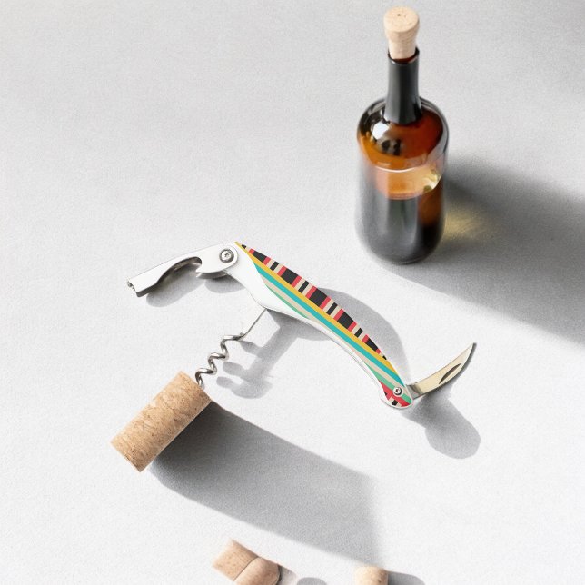 Multicolor Horizontal Vertical Stripes Corkscrew (Corkscrew Bottle Opener)