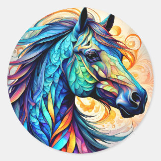 Multicolor Horse 22 colorful Classic Round Sticker