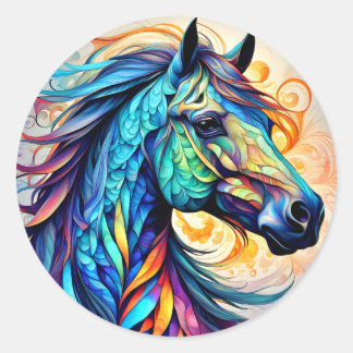 Multicolor Horse 22 colourful  Classic Round Sticker