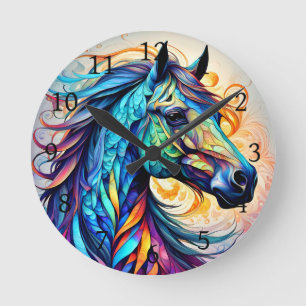 Multicolor Horse 22 colourful  Round Clock