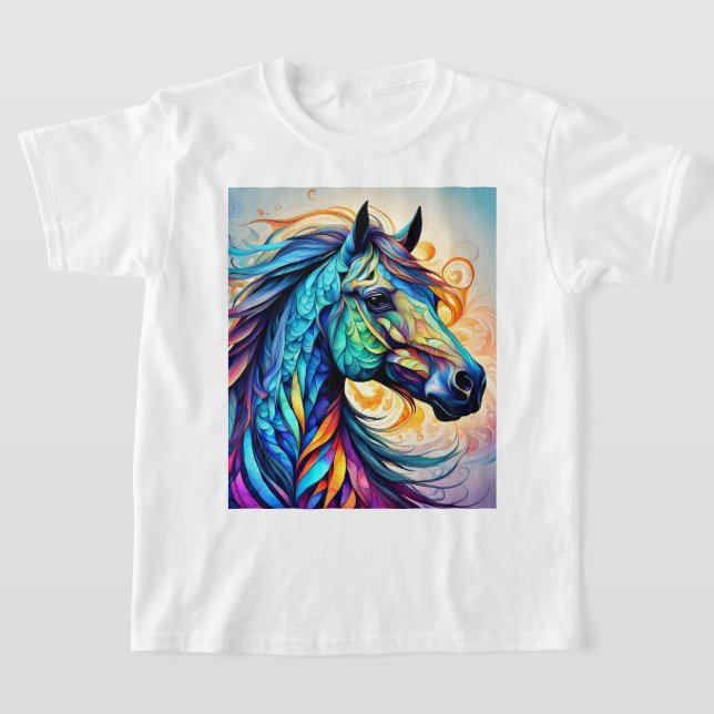 Multicolor Horse 22 colourful  T-Shirt (Laydown)