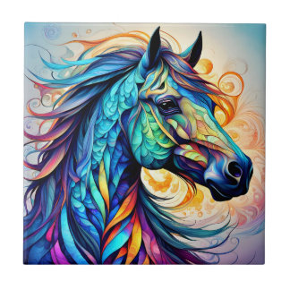 Multicolor Horse 22 colourful  Tile