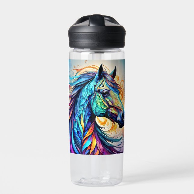 Multicolor Horse 22 colourful  Water Bottle (Front)