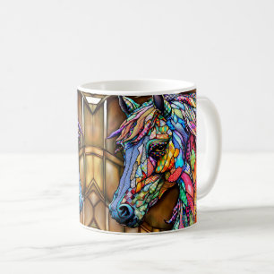 Multicolor Horse Stained Glass Mosaic style 14 Coffee Mug