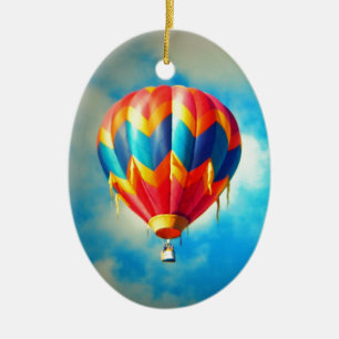 Multicolor Hot Air Balloon Ceramic Tree Decoration