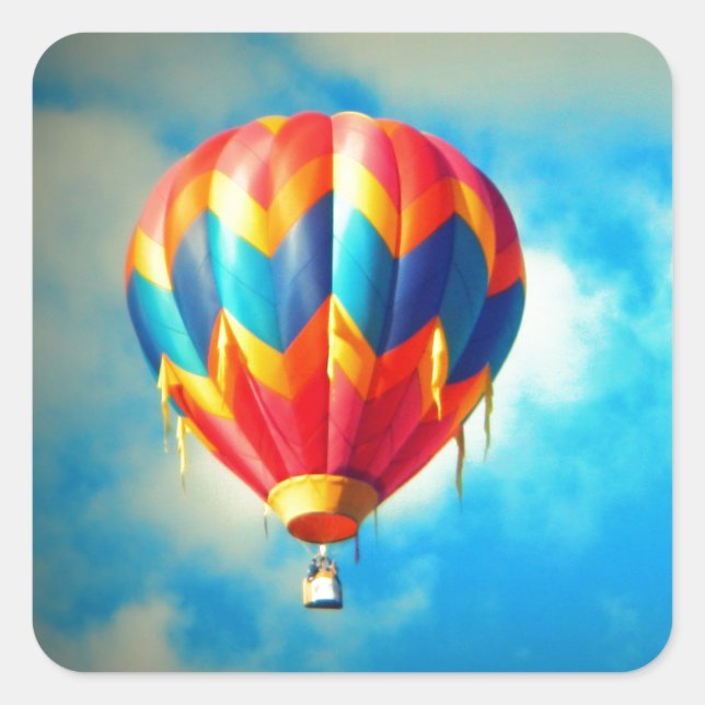 Multicolor Hot Air Balloon Square Sticker (Front)
