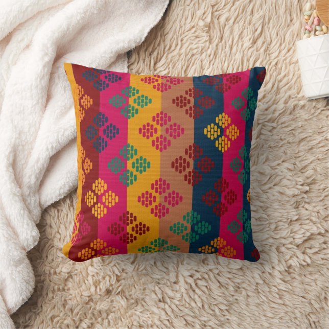 Multicolor Ikat Geometric Decorative Pillow (Blanket)