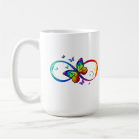 Multicolor Infinity Rainbow Symbol and Butterflies