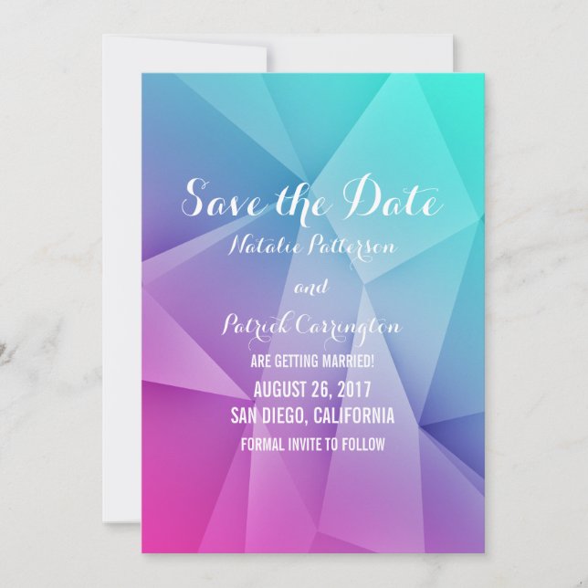 Multicolor Jewel Tones Save the Date Invite (Front)
