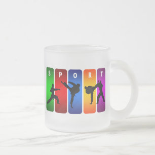 Multicolor Karate Emblem Frosted Glass Coffee Mug
