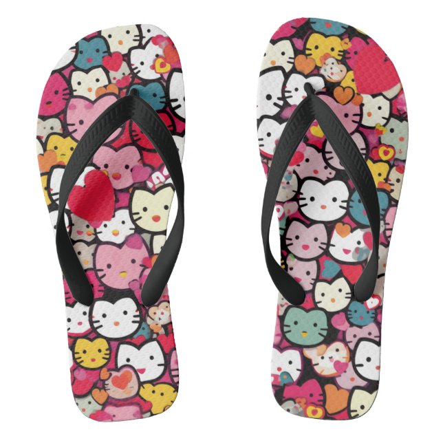 Multicolor Kitty Face Flip Flops (Footbed)