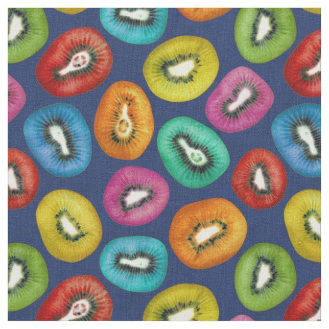 Multicolor Kiwi Pattern Fabric (Close Up)