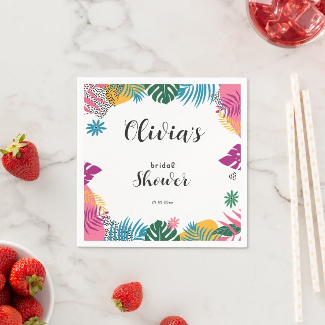 Multicolor Leaves Bridal Shower Napkin (Insitu)
