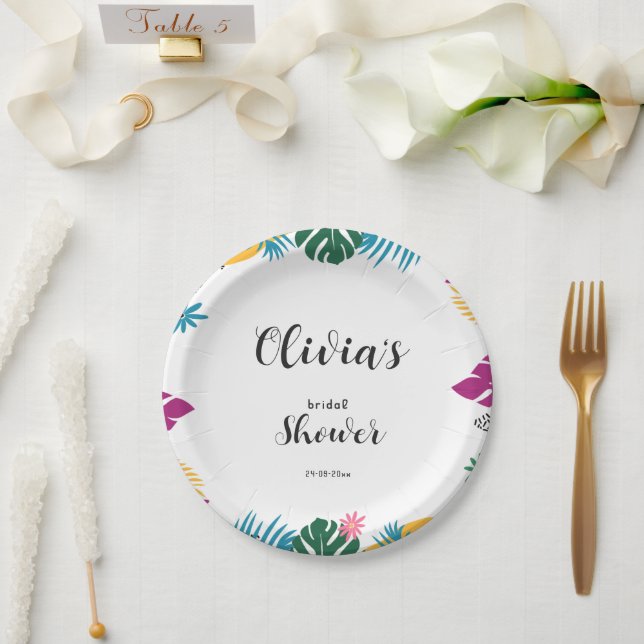 Multicolor Leaves Bridal Shower Paper Plate (Wedding)