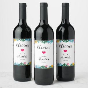 Multicolor Leaves Bridal Shower Wine Label