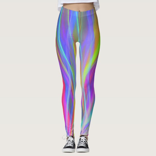Multicolor Leggings Purple Blue Yellow, Stand OUT (Front)