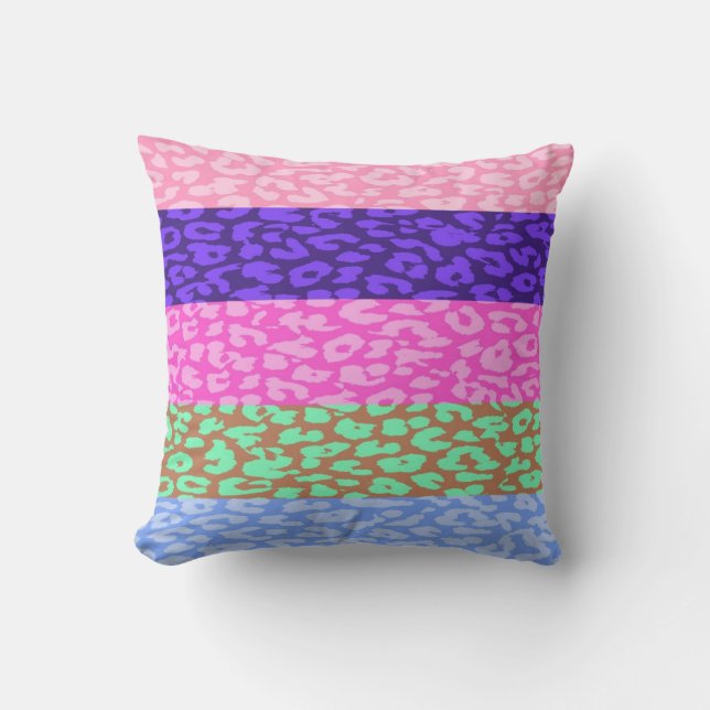 Multicolor Leopard Print Skin Stripe Pattern 10 Cushion (Front)