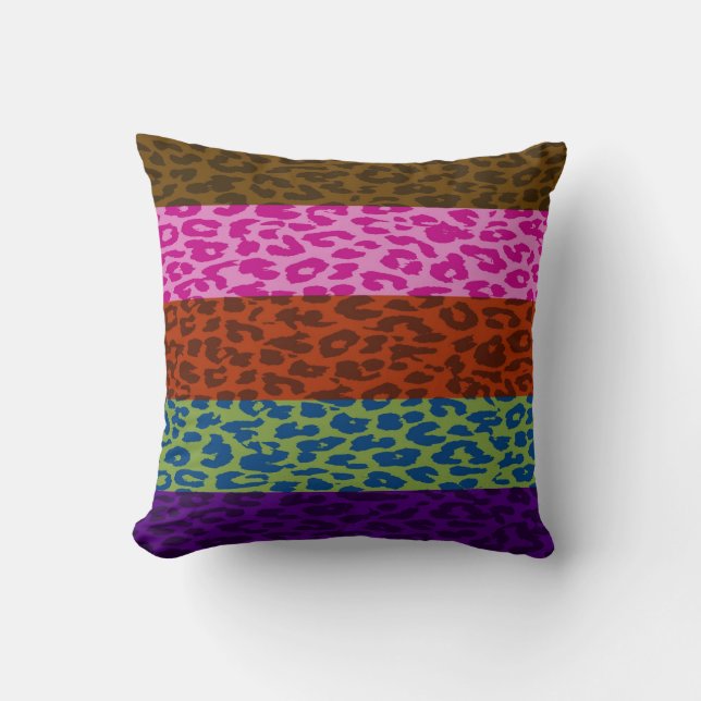 Multicolor Leopard Print Skin Stripe Pattern 4 Cushion (Front)