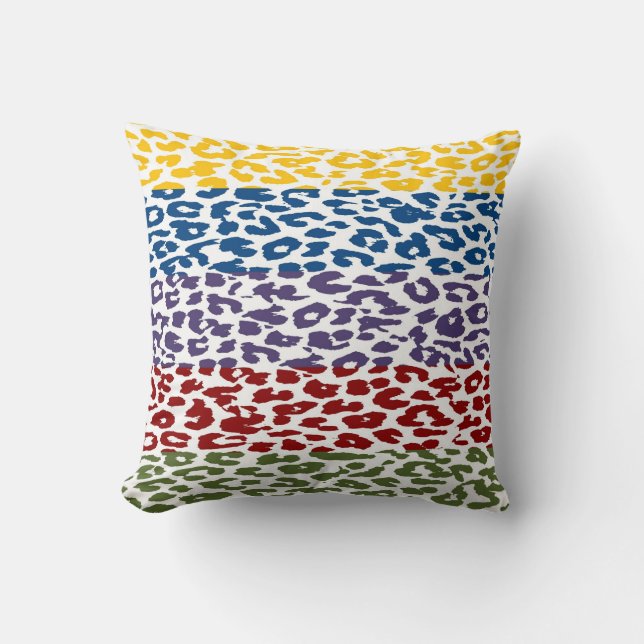 Multicolor Leopard Print Skin Stripe Pattern Cushion (Front)
