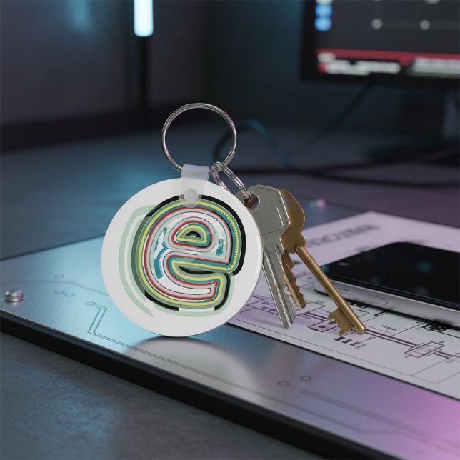 Multicolor Letter E Abstract Modern Typography  Key Ring (Creator Uploaded)