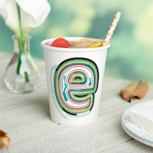 Multicolor Letter E Abstract Modern Typography Paper Cups