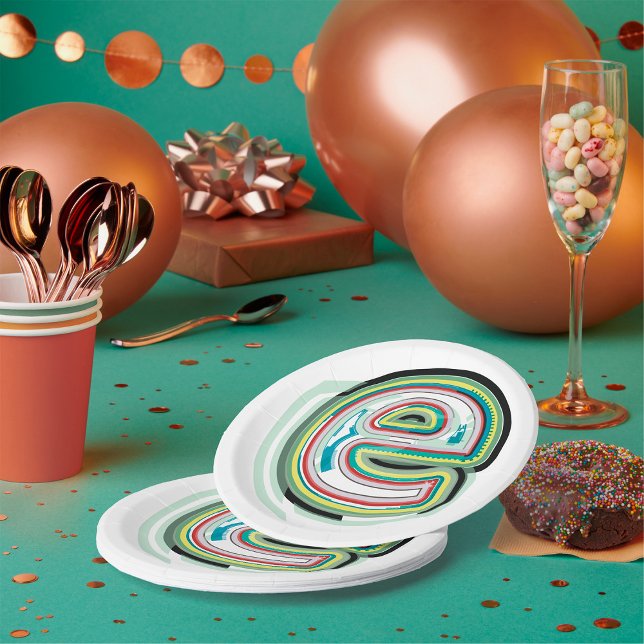 Multicolor Letter E Abstract Modern Typography  Paper Plate (Creator Uploaded)