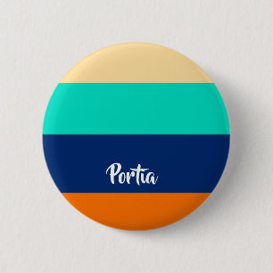 Multicolor lines patterned 6 cm round badge