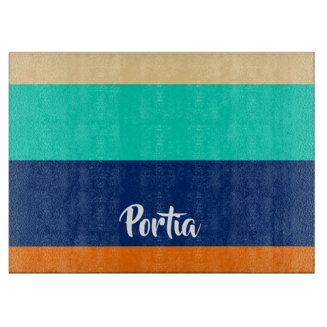 Multicolor lines patterned cutting board (Front)