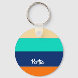 Multicolor lines patterned key ring