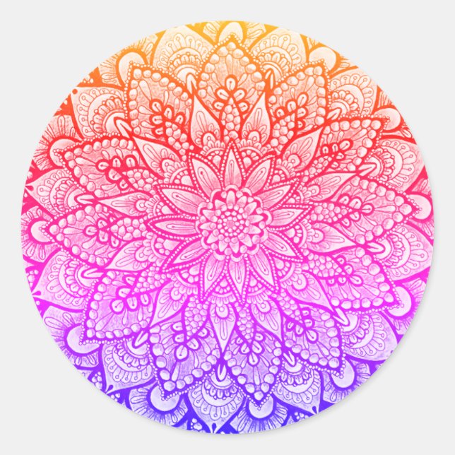 Multicolor Mandala Design Original Art  Classic Round Sticker (Front)