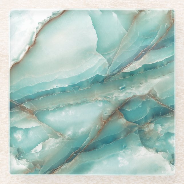 Multicolor Marble: Onyx Glass Effect. Coaster (Front)