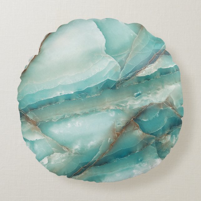 Multicolor Marble: Onyx Glass Effect. Round Cushion (Front)
