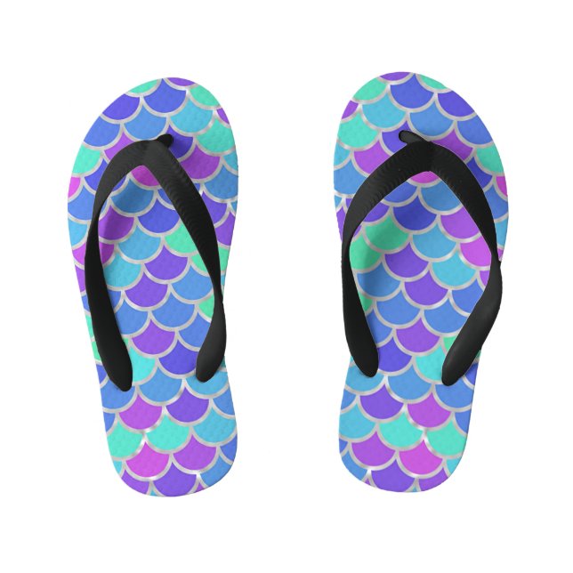 Multicolor Mermaid Scales Kid's Flip Flops (Footbed)