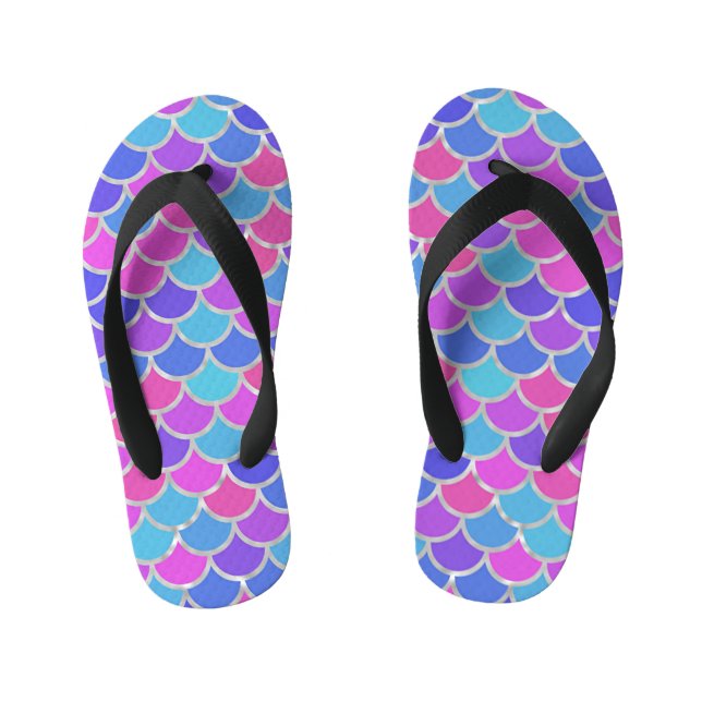 Multicolor Mermaid Scales Kid's Flip Flops (Footbed)