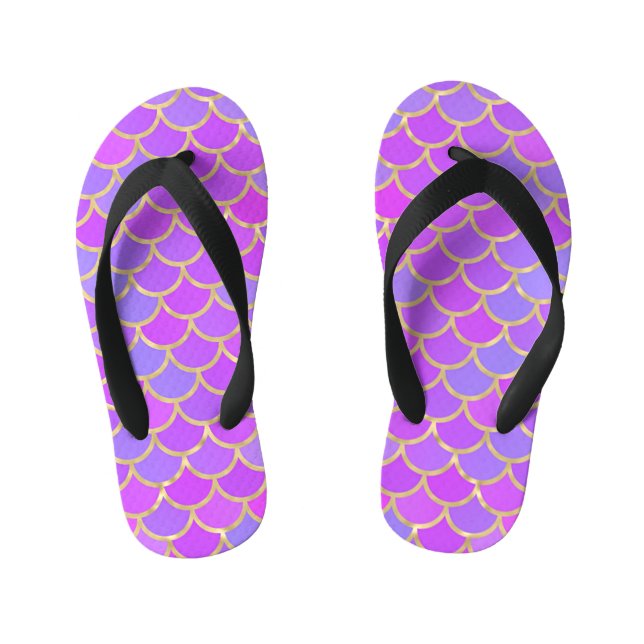 Multicolor Mermaid Scales Kid's Flip Flops (Footbed)