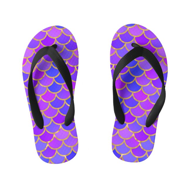 Multicolor Mermaid Scales Kid's Flip Flops (Footbed)