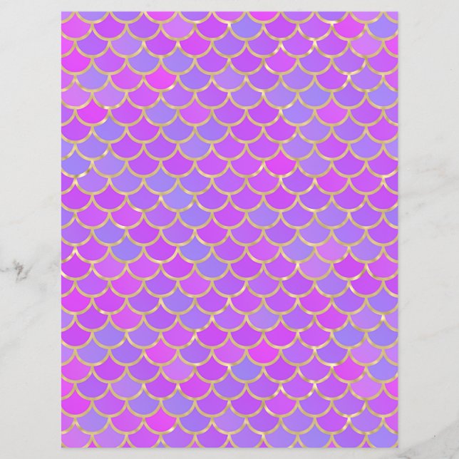 Multicolor Mermaid Scales Scrapbook Paper (Front)