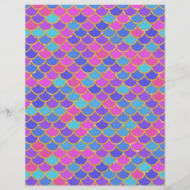 Multicolor Mermaid Scales Scrapbook Paper (Front)