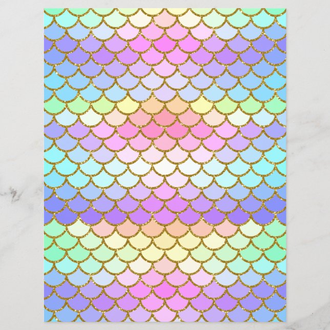 Multicolor Mermaid Scales Scrapbook Paper (Front)