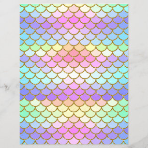 Multicolor Mermaid Scales Scrapbook Paper