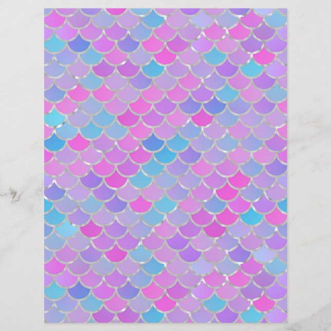 Multicolor Mermaid Scales Scrapbook Paper (Front)