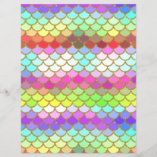 Multicolor Mermaid Scales Scrapbook Paper