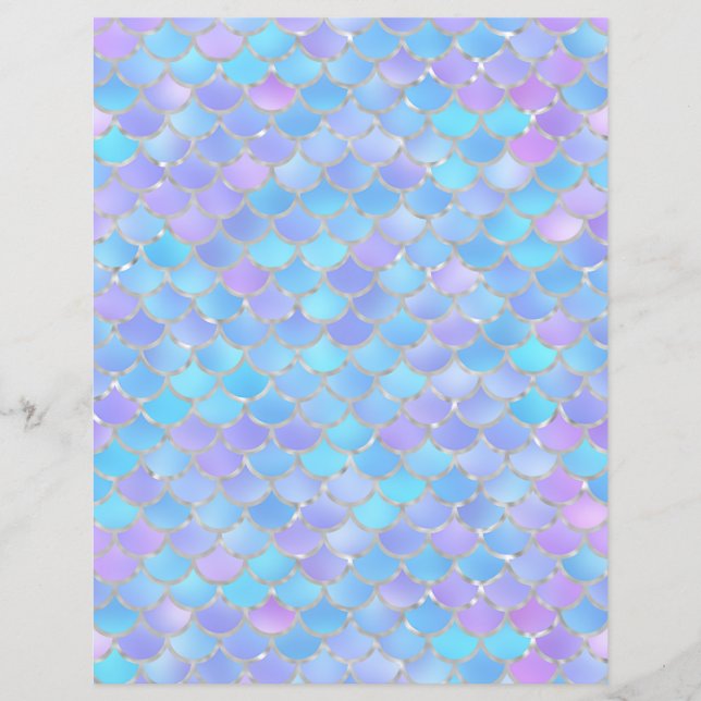 Multicolor Mermaid Scales Scrapbook Paper (Front)