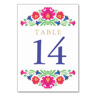 Multicolor Mexican Floral Table Number